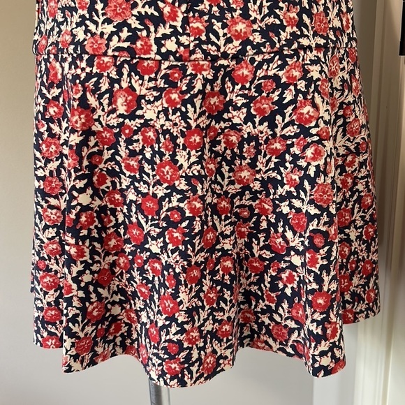 Tory Burch Calico Floral V neck Dress Navy Blue Red Cap Sleeve Stretch Size XS - Picture 8 of 11